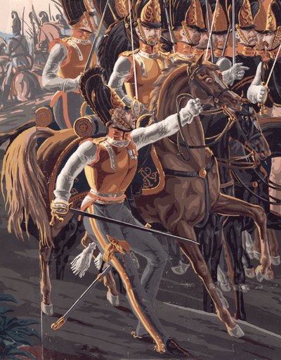Dettaglio della Battaglia di Austerlitz, un design di carta da parati panoramica, 1827-29 da French School