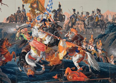 Dettaglio della Battaglia di Austerlitz, un design di carta da parati panoramica, 1827-29 da French School