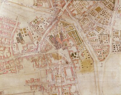 Dettaglio di una mappa di Parigi che mostra la sommità della Montagne Sainte-Genevieve, 1664 da French School