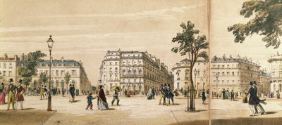 Dettaglio di un panorama del Boulevard des Italiens, c.1840 da French School