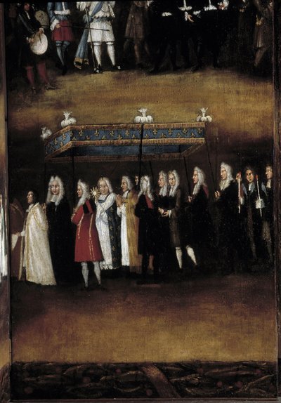Dettaglio di uno schermo del XVIII secolo usato per la Festa del Dio (o Festa del Santissimo Sacramento) da French School