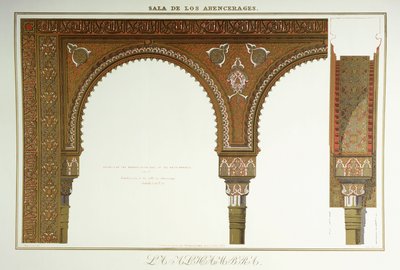 Dettagli degli archi nella Sala degli Abencerages da French School