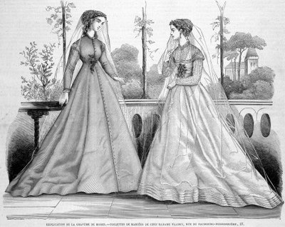 Deux toilette de brides de chez madame Fladry - in "La Mode illustrée" del 29/09/1867 da French School