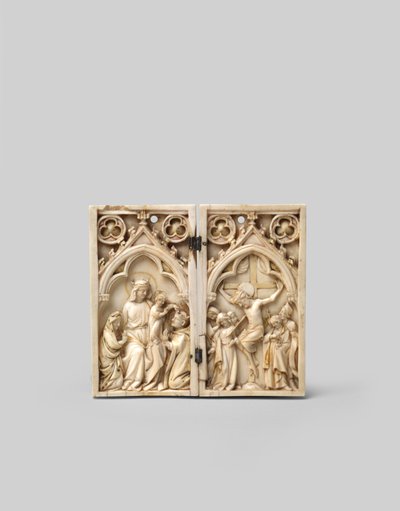 Dittico di San Luigi incoronato da Cristo e la Crocifissione, fronte, XIV secolo da French School