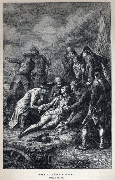 Scoperta del Canada: morte del generale James Wolfe (1727-1759) militare britannico nella battaglia di Quebec il 13 settembre da French School