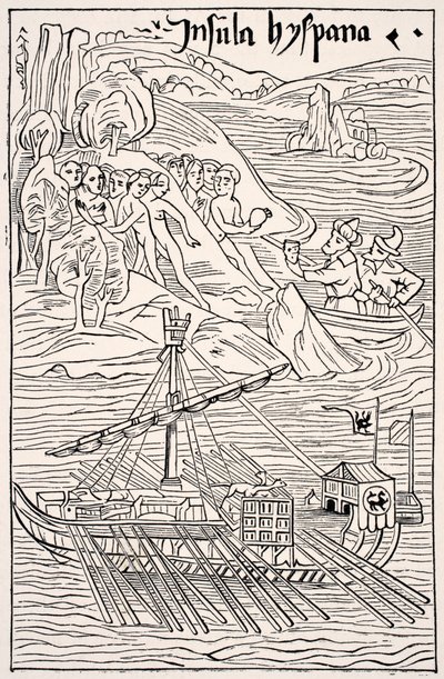 Scoperta di Santo Domingo, Insula Hyspana, da Cristoforo Colombo, facsimile di un