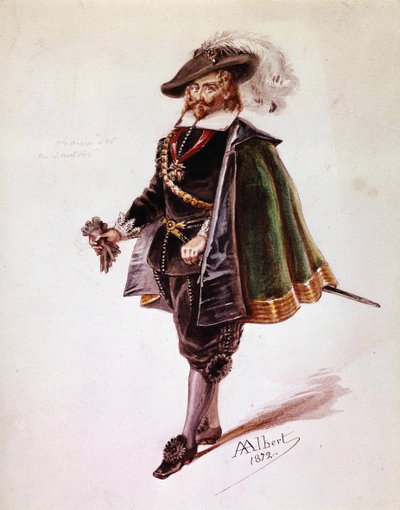 Costume di Don Salluste per il Ruy Blas di Victor Hugo. Disegno di Albert del 1872. Maison Victor Hugo, Parigi. da French School