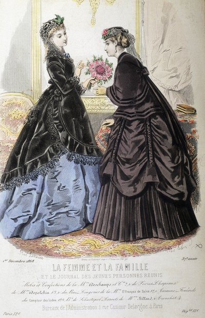 Abiti e acconciature - in "La femme et la famille et le journal des Jeunes personnes réunis" del 01/12/1868 da French School