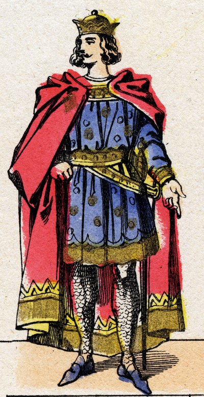 Dinastia dei Capetingi: Ritratto di Luigi VII detto il Giovane (1120-1180), Re dei Franchi dal 1137 al 1180. Immagine di Epinal della fine del XIX secolo. Collezione privata. da French School