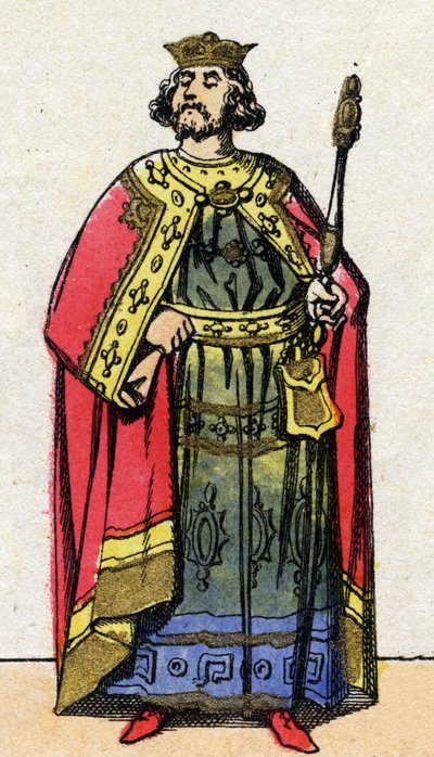Dinastia capetingia: Ritratto di Luigi VI il Grosso (1081-1137), Re dei Franchi dal 1108 al 1137. Immagine di Epinal della fine del XIX secolo. Collezione privata. da French School