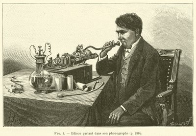 Edison che parla nel suo fonografo da French School
