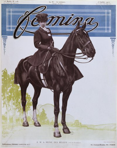 Elisabetta, Regina dei Belgi, dalla copertina della rivista Femina, 15 luglio 1910 da French School