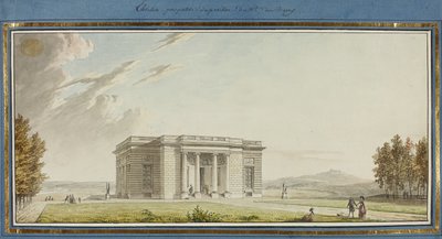 Elevazione prospettica del padiglione di Mde. Du Barry (penna e inchiostro nero con acquerello su carta) da French School