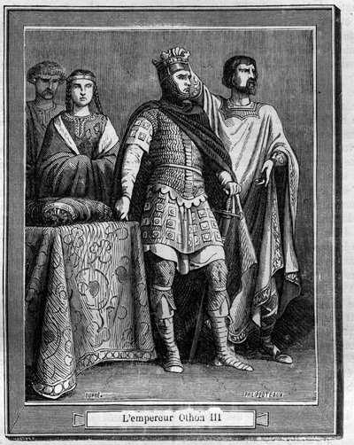 Imperatore Ottone III (980-1002), Imperatore Romano Germanico Incisione in "History of Pope-King-Queen-and-Emperors through the centuries" di Maurice Lachatre da French School