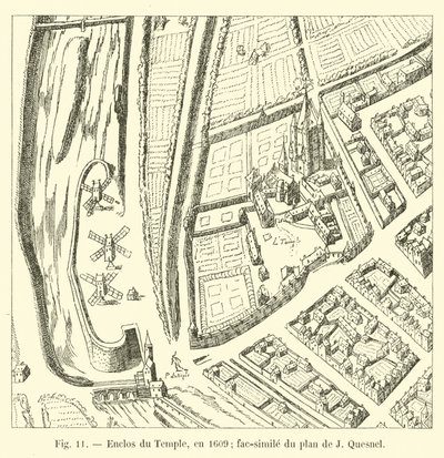 Recinto del Tempio, nel 1609; fac-simile del piano di J. Quesnel da French School