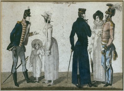 Costumi inglesi, illustrazione da Le Bon Genre, inizio XIX secolo (incisione a colori) da French School