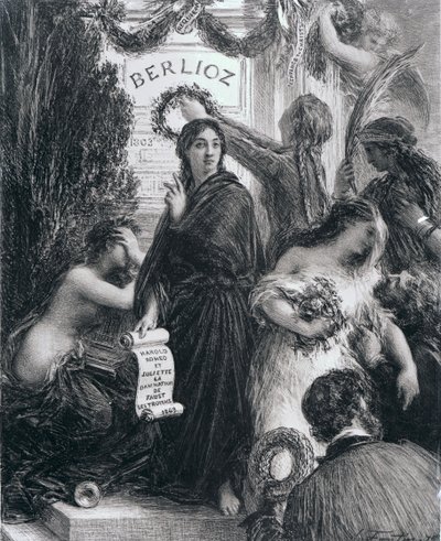 Incisione dedicata alla memoria di Hector Berlioz, 1869 da French School