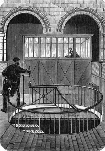 Ingresso delle cantine del tesoro della Banca di Francia a Parigi nel XIX secolo (incisione) da French School