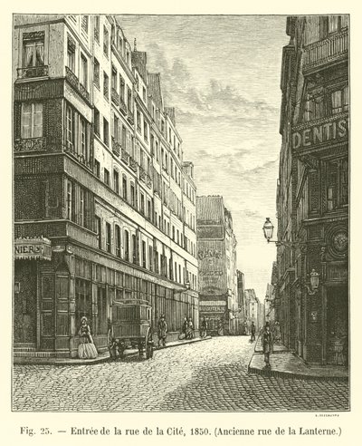 Ingresso della rue de la Cite, 1850, antica rue de la Lanterne da French School
