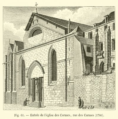 Ingresso della chiesa dei Carmelitani, rue des Carmes, 1780 da French School