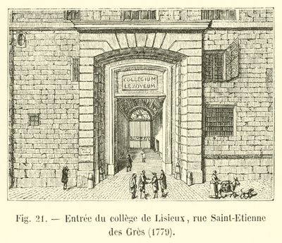 Ingresso del collegio di Lisieux, rue Saint-Etienne des Grès, 1779 da French School