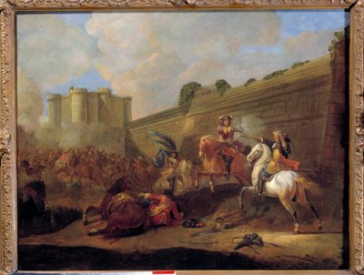 Episodio della Fronda nel 1648-1652: combattimento di due cavalieri, sobborgo Saint Antoine sotto le mura della Bastiglia da French School