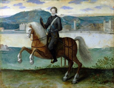 Ritratto Equestre di Enrico IV (1553-1610) Re di Francia, davanti alle mura di Parigi, 1594 da French School