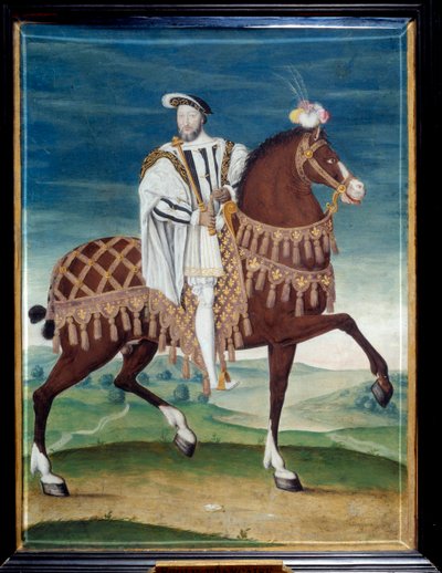 Ritratto equestre di Francesco I (1494-1547), Re di Francia. Dipinto anonimo della scuola francese. XVI secolo. Museo Condé, Chantilly da French School