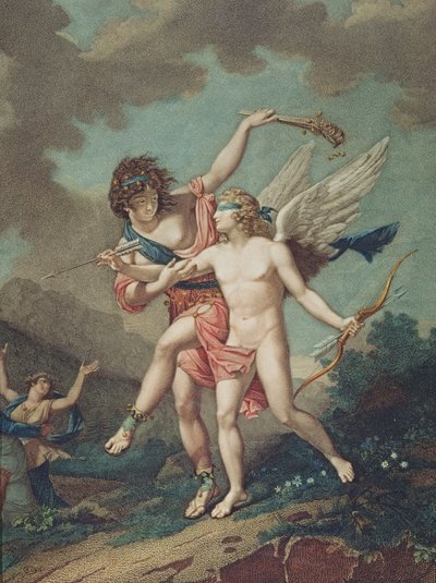 Eros guidato dalla Follia, inciso da Godefroy da French School
