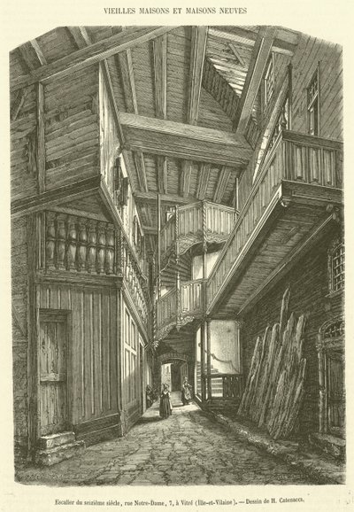 Scala del sedicesimo secolo, rue Notre-Dame, 7, a Vitre, Ille-et-Vilaine da French School
