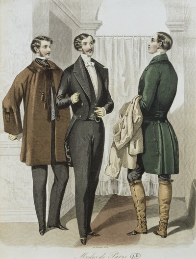 Abito da sera, illustrazione da Le Journal des Tailleurs, 16 febbraio 1851 (incisione a colori) da French School