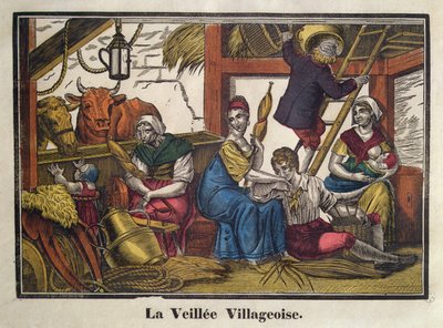 Vita serale nel villaggio, inizio XIX secolo da French School