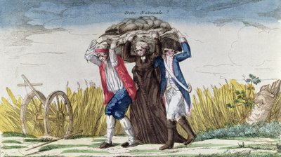Tutti portano il peso delle tasse e del debito nazionale, c.1789 da French School