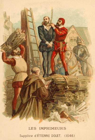 Esecuzione di Etienne Dolet, studioso, traduttore e stampatore francese, Parigi, 1546 da French School