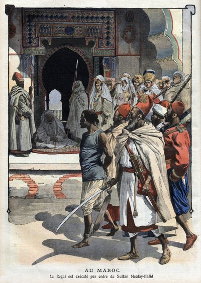 Esecuzione di Rogui Bou Hamara per ordine del Sultano Moulay Hafid a Fez, "Le Petit Journal" del 3 ottobre da French School