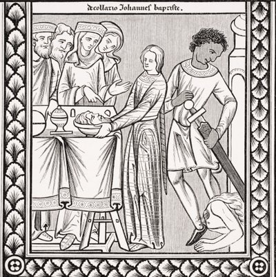 Esecuzione di San Giovanni Battista, da una miniatura in un libro dei salmi del XIII secolo di San Luigi, da 