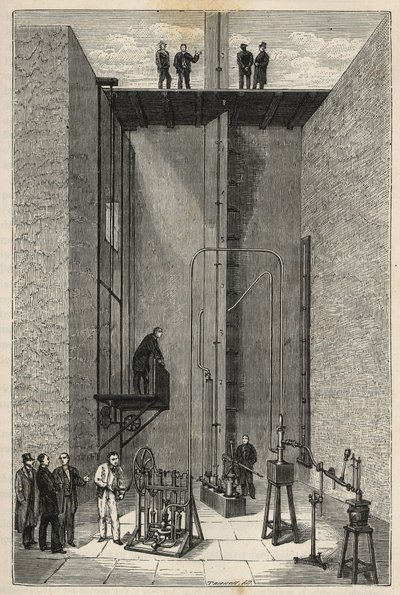 Esperimento di Henri Victor Regnault (1810 - 1878) - Henri-Victor Regnault al Collège de France - Incisione in "Sciences put at the door of everyone - physics and chemistry" di Alexis Clerc. Fine XIX secolo. Collezione privata. da French School