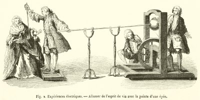Esperimenti elettrici, Accendere lo spirito di vino con la punta di una spada da French School