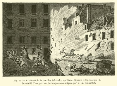 Esplosione della macchina infernale, rue Saint-Nicaise, il 3 nivôse anno IX, fac-simile di un