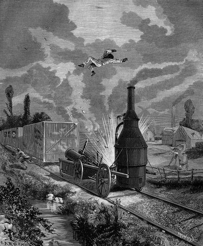 Esplosione della caldaia di una delle prime locomotive a vapore americane, nel giugno 1831 (