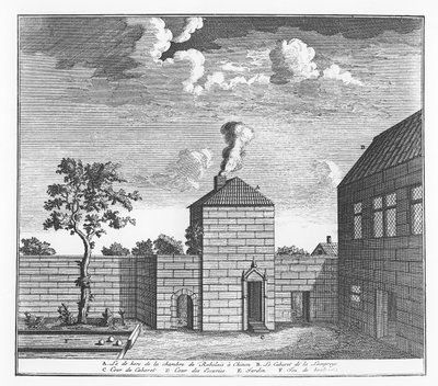 Esterno della casa di François Rabelais a Chinon (incisione) da French School