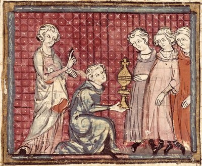 F.29r La divisione del regno alla morte di Clotario I (497-561), dalle Grandes Chroniques de France 1375-79 da French School