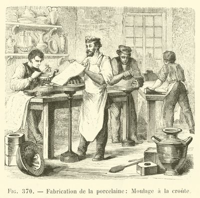 Fabrication de la porcelaine, Moulage a la croute (incisione) da French School