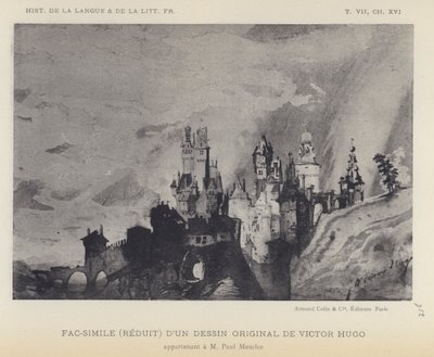 Fac-simile (ridotto) di un disegno originale di Victor Hugo da French School
