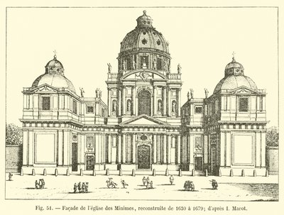 Facciata della chiesa dei Minimi, ricostruita dal 1630 al 1679 da French School
