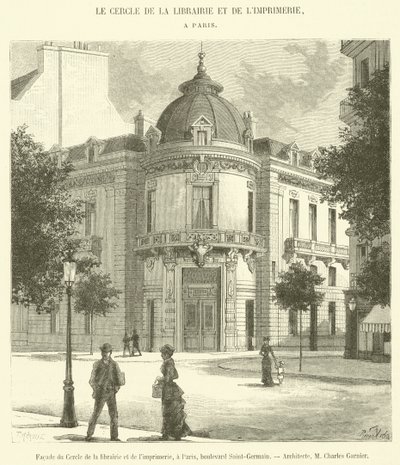Facciata del Circolo della libreria e della stampa, a Parigi, boulevard Saint-Germain da French School
