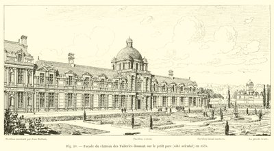 Facciata del castello delle Tuileries che dà sul piccolo parco, lato orientale, nel 1575 da French School