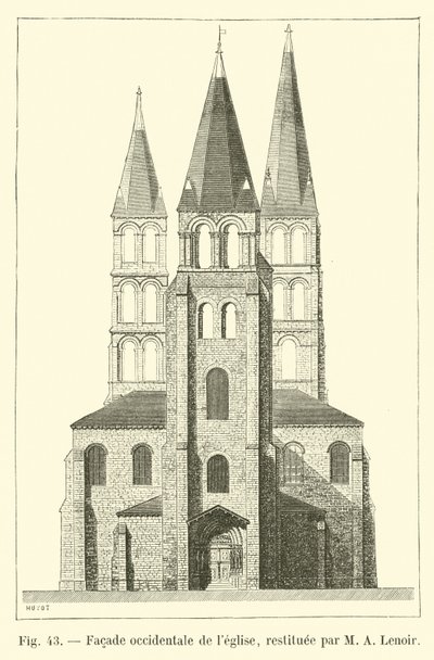 Facciata occidentale della chiesa, restituita da M A Lenoir da French School