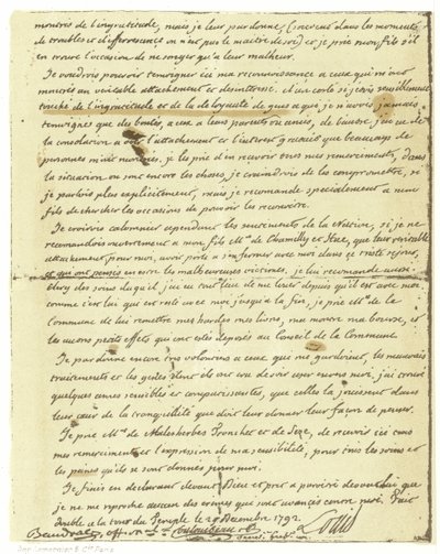 Facsimile del testamento di Luigi XVI di Francia da French School