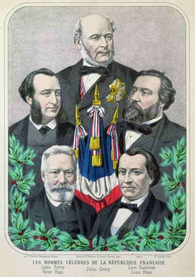 Uomini famosi della Repubblica Francese: Jules Ferry, Jules Grevy, Leon Gambetta, Victor Hugo e Louis Blanc, 1873 da French School